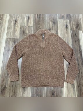 L.L. Bean Waffle Knit Sweater Organic Cotton 1/4 Zip Pullover 508120, Large